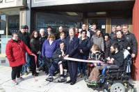 Cutting the Ribbon in front of Inclusion Center